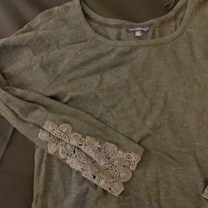 Lace Sleeve Sweater Top Womens Size XL